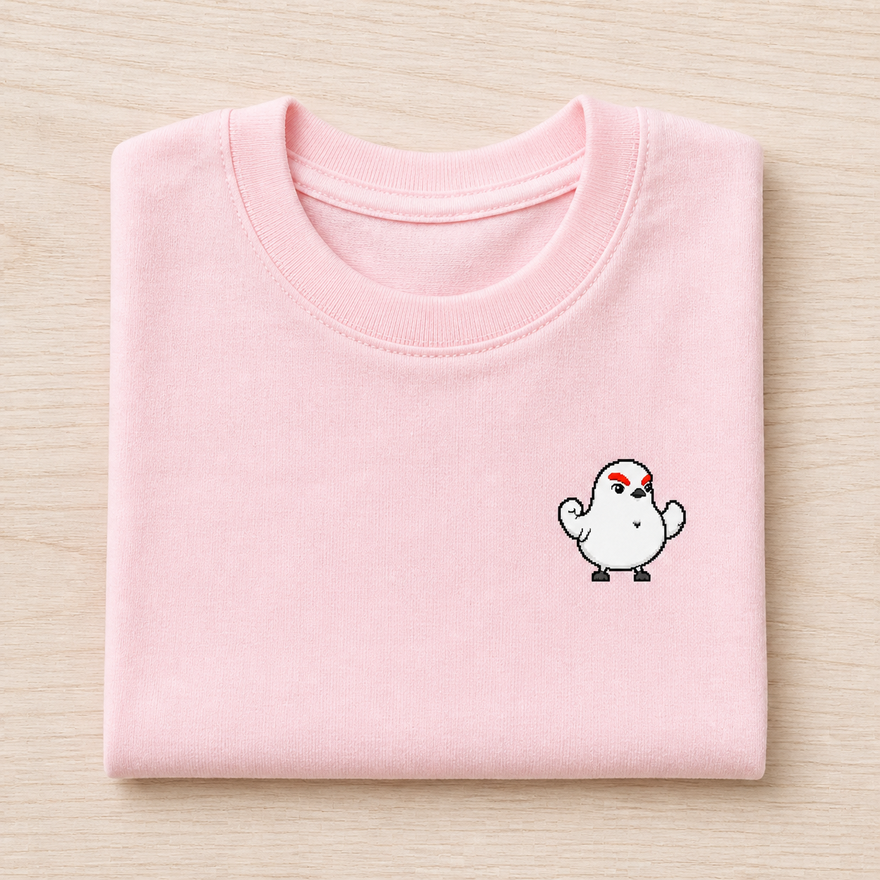 Camiseta rosa baby tee Awebo doblada